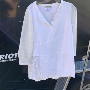 White button neck blouse